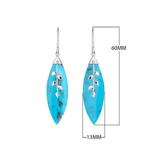 Sterling Silver Leaf Earrings With Turquoise Shell