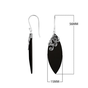 Black Shell Silver Leaf Earrings With Earwire For Wholesale