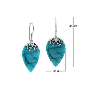 Sterling silver Turquoise Shell teardrop earrings with earwire lock