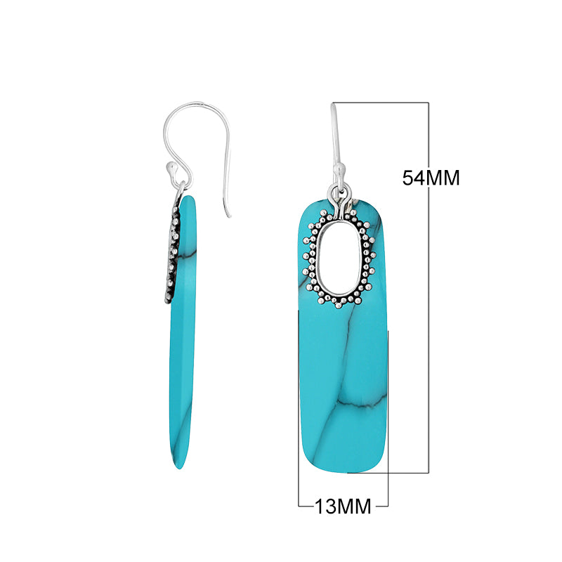 Turquoise Shell Sterling Silver Oval Frame Earwire Earrings