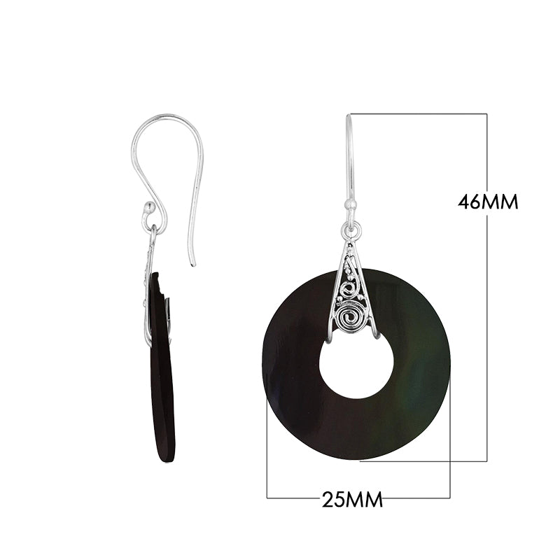 AE-1153-SHB Sterling Silver Earring With Black Shell Jewelry Bali Designs Inc 
