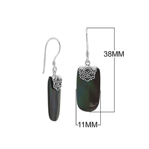 Black Shell Sterling Silver Rectangular Earrings For Wholesale
