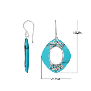 Turquoise Shell Cushion Filigree Earrings