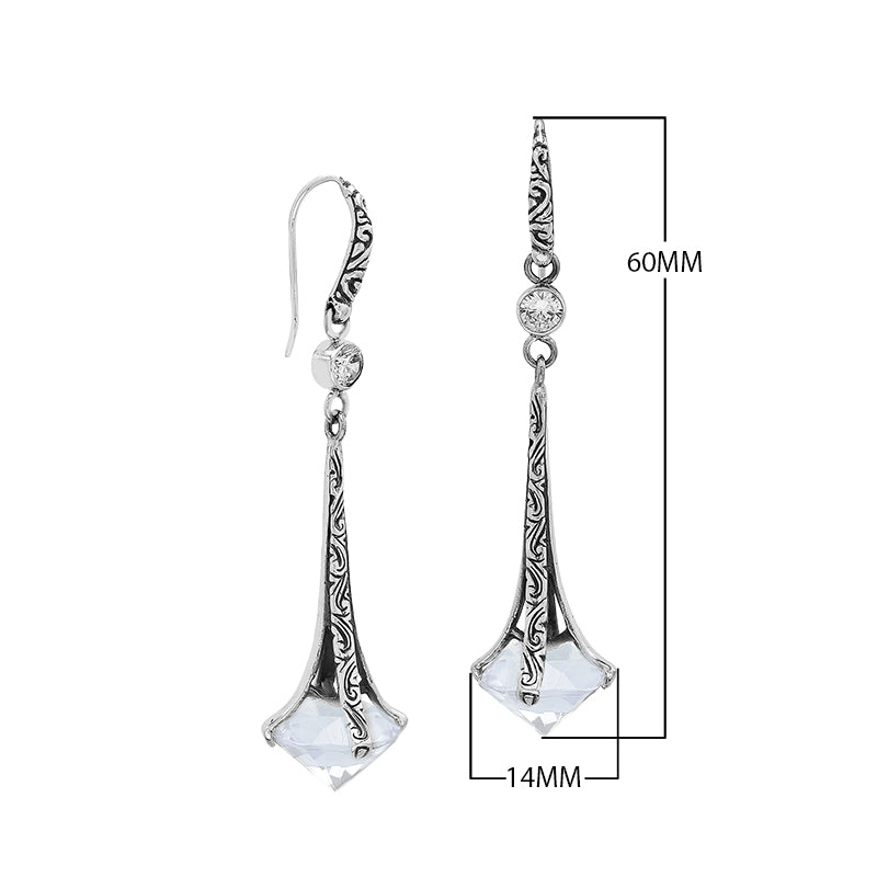 Sterling Silver Long Drop Earrings With Opal