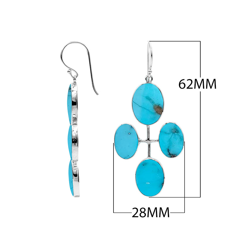 Sterling Silver Multi-Oval Drop Earrings With Turquoise Shell