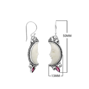 Wholesale Sterling Silver Bone Face & Ruby Quartz Half Moon Earrings