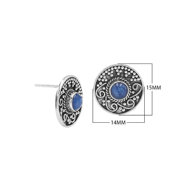 Sterling silver round Kyanite stud earrings