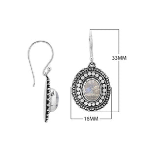 Sterling silver oval Rainbow Moonstone dangle earrings