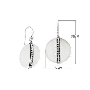 Sterling silver round Red Coral dangle earrings
