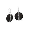 Sterling silver round Black Shell dangle earrings
