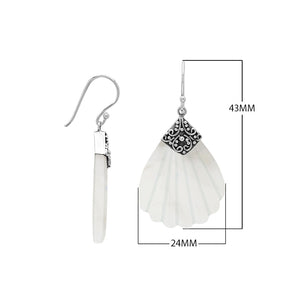 Sterling silver shell-shaped Red Coral dangle earrings