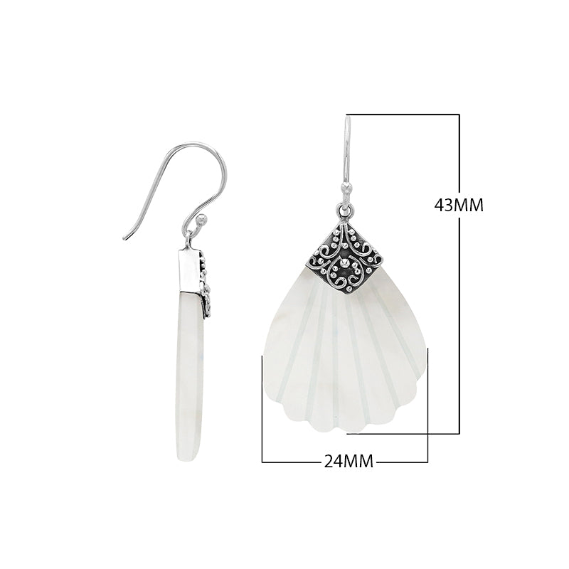 Sterling silver shell-shaped Red Coral dangle earrings