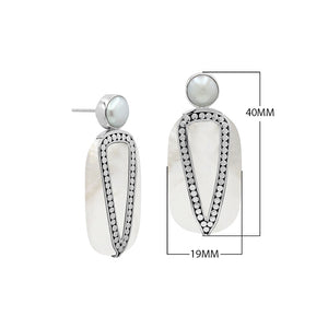 Sterling Silver Earrings With Mother Of Pearl And Pearl Accent