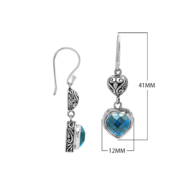 Sterling Silver Earrings With Citrine Quartz Heart Design