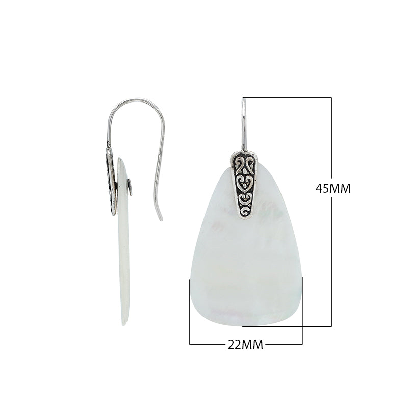 Sterling Silver Earrings With Mother Of Pearl Trapezoid Design