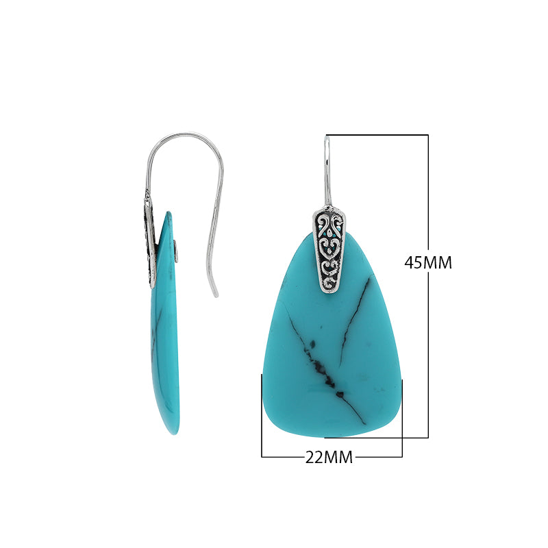 Sterling Silver Earrings With Turquoise Shell Trapezoid Design
