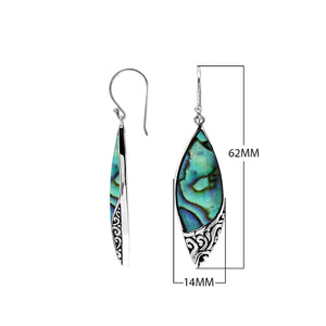 Sterling Silver Long Marquise Earrings With Abalone Shell