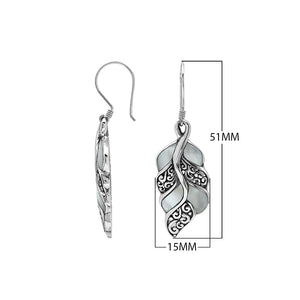 Mother Of Pearl Silver Leaf Filigree Earrings For Wholesale