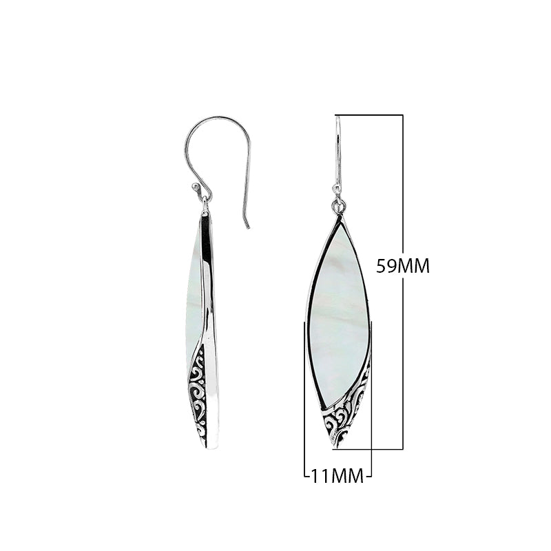 Red Coral Long Marquise Silver Earrings For Wholesale
