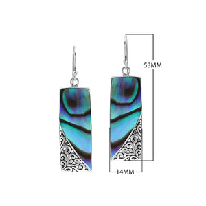 Rectangular Turquoise Shell Earrings With Silver Filigree