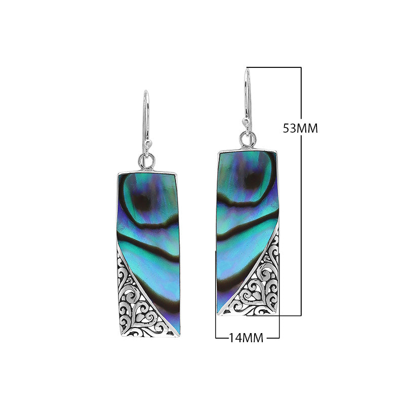 Rectangular Turquoise Shell Earrings With Silver Filigree