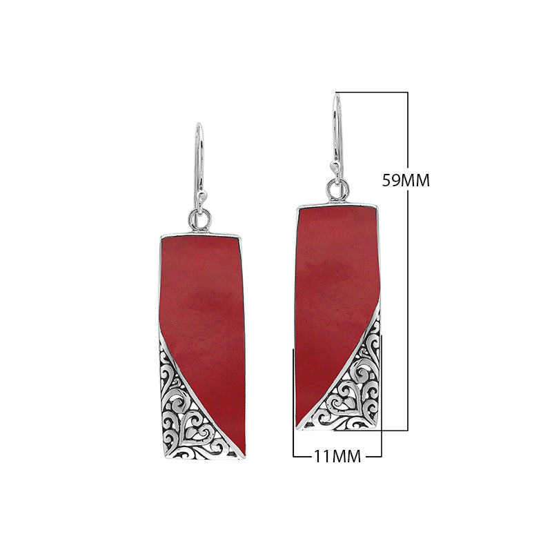 Rectangular Turquoise Shell Earrings With Silver Filigree
