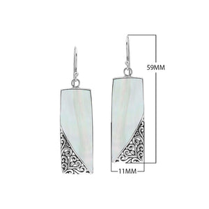 Rectangular Turquoise Shell Earrings With Silver Filigree