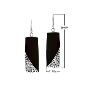Rectangular Turquoise Shell Earrings With Silver Filigree