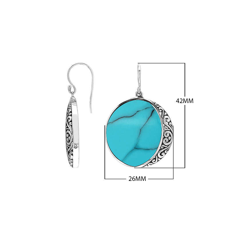 Round Abalone Shell Silver Earrings With Filigree Border