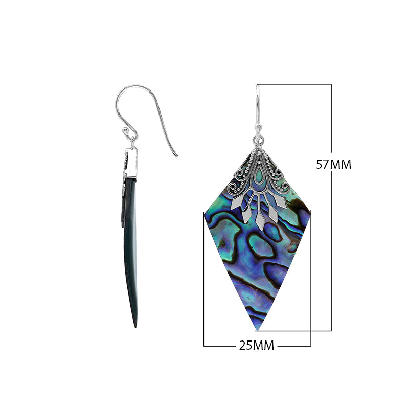 Sterling silver Abalone Shell dangle earrings handcrafted in Bali