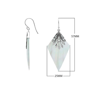 Sterling silver Abalone Shell dangle earrings handcrafted in Bali