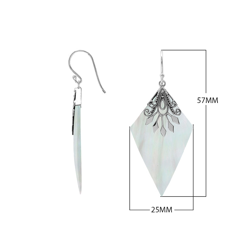Sterling silver Abalone Shell dangle earrings handcrafted in Bali