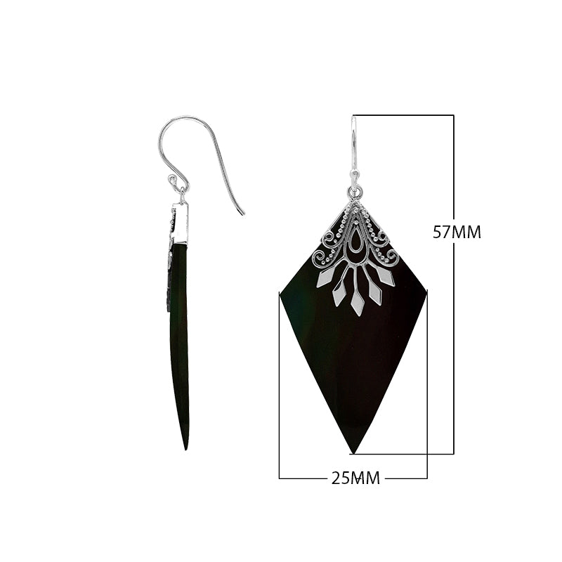 Sterling silver Abalone Shell dangle earrings handcrafted in Bali