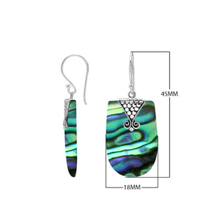 Artisan Mother Of Pearl silver earrings with scroll detail