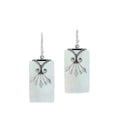 Mother of Pearl rectangular silver earrings with leaf scroll design