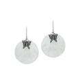 Mother Of Pearl round silver earrings with butterfly design