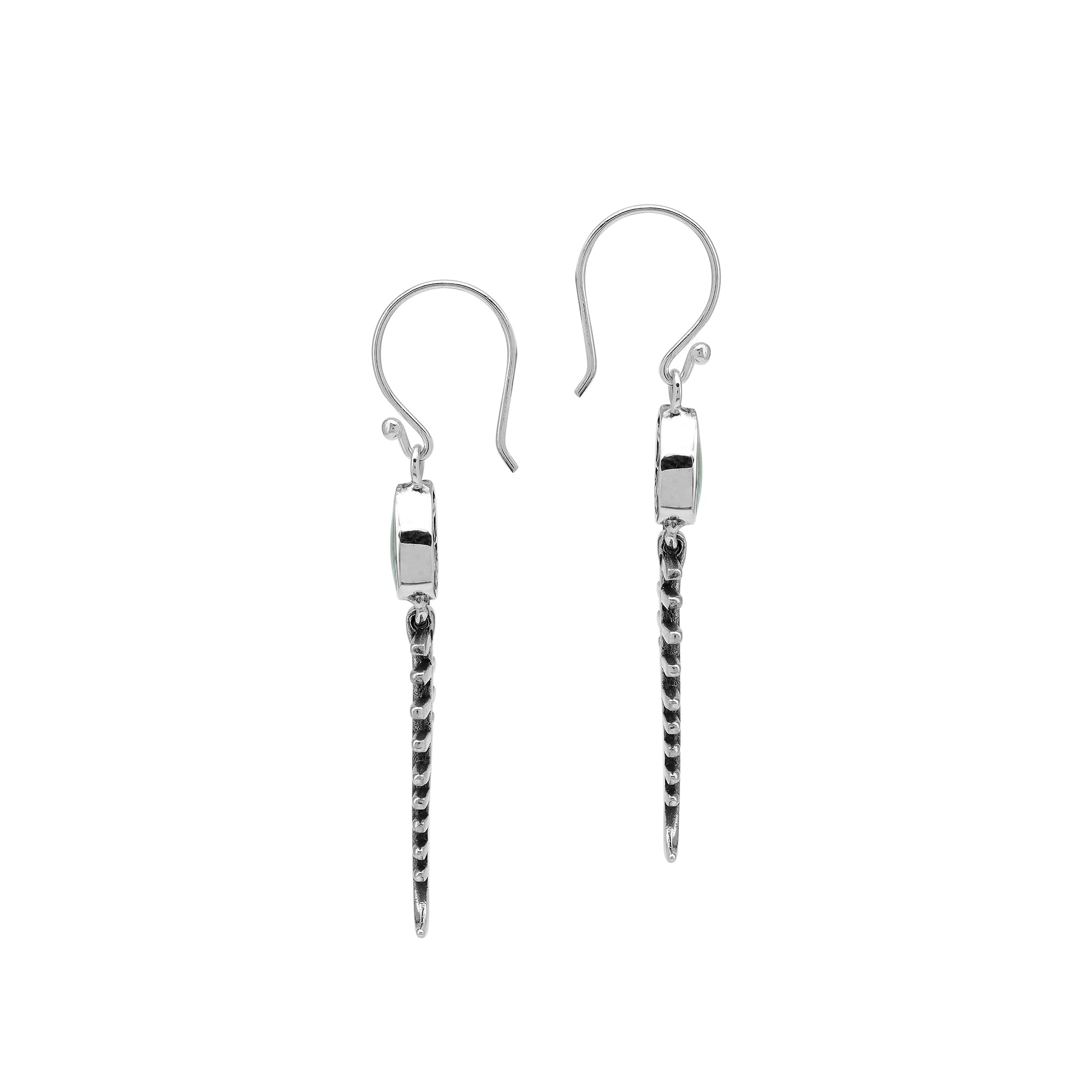 Abalone Shell silver fishbone earrings with artistic design