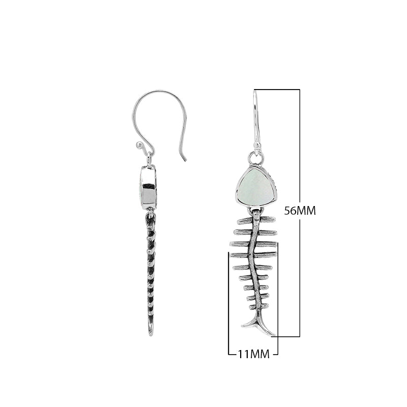 Abalone Shell silver fishbone earrings with artistic design