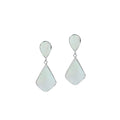 Mother Of Pearl silver geometric drop earrings with polished finish