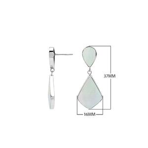 Mother Of Pearl silver geometric drop earrings with polished finish
