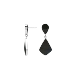 Black Shell silver geometric drop earrings with polished finish