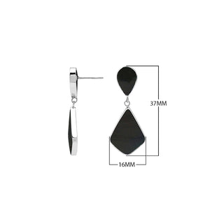 Black Shell silver geometric drop earrings with polished finish