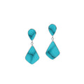 Turquoise Shell silver geometric drop earrings with polished finish