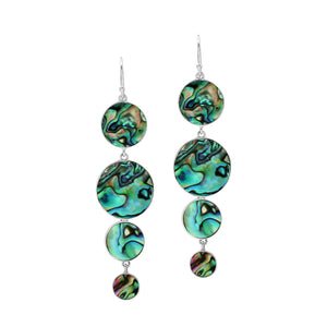 Sterling Silver Abalone Shell Tiered Multi-Circle Drop Earrings