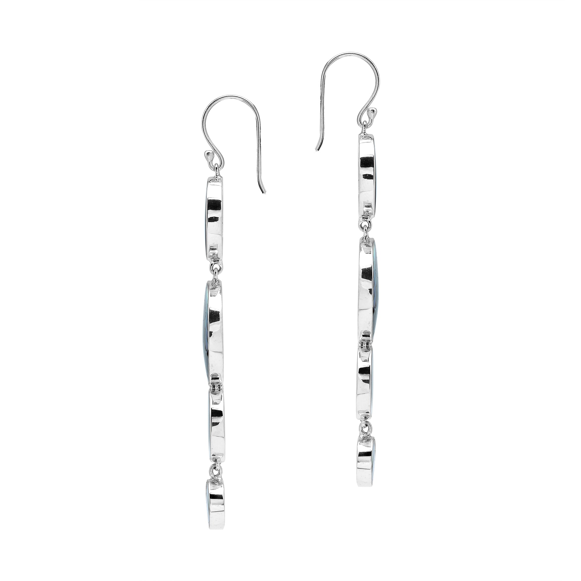 Sterling Silver Abalone Shell Tiered Multi-Circle Drop Earrings