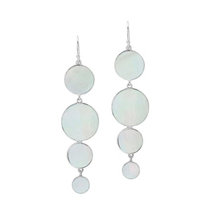Sterling Silver Mother Of Pearl Tiered Multi-Circle Drop Earrings