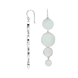 Sterling Silver Mother Of Pearl Tiered Multi-Circle Drop Earrings