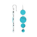 Sterling Silver Turquoise Shell Tiered Multi-Circle Drop Earrings