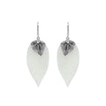 Sterling Silver Mother Of Pearl Leaf Drop Earrings Handcrafted In Bali