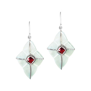 Mother Of Pearl Sterling Silver Floral Drop Earwire Earrings